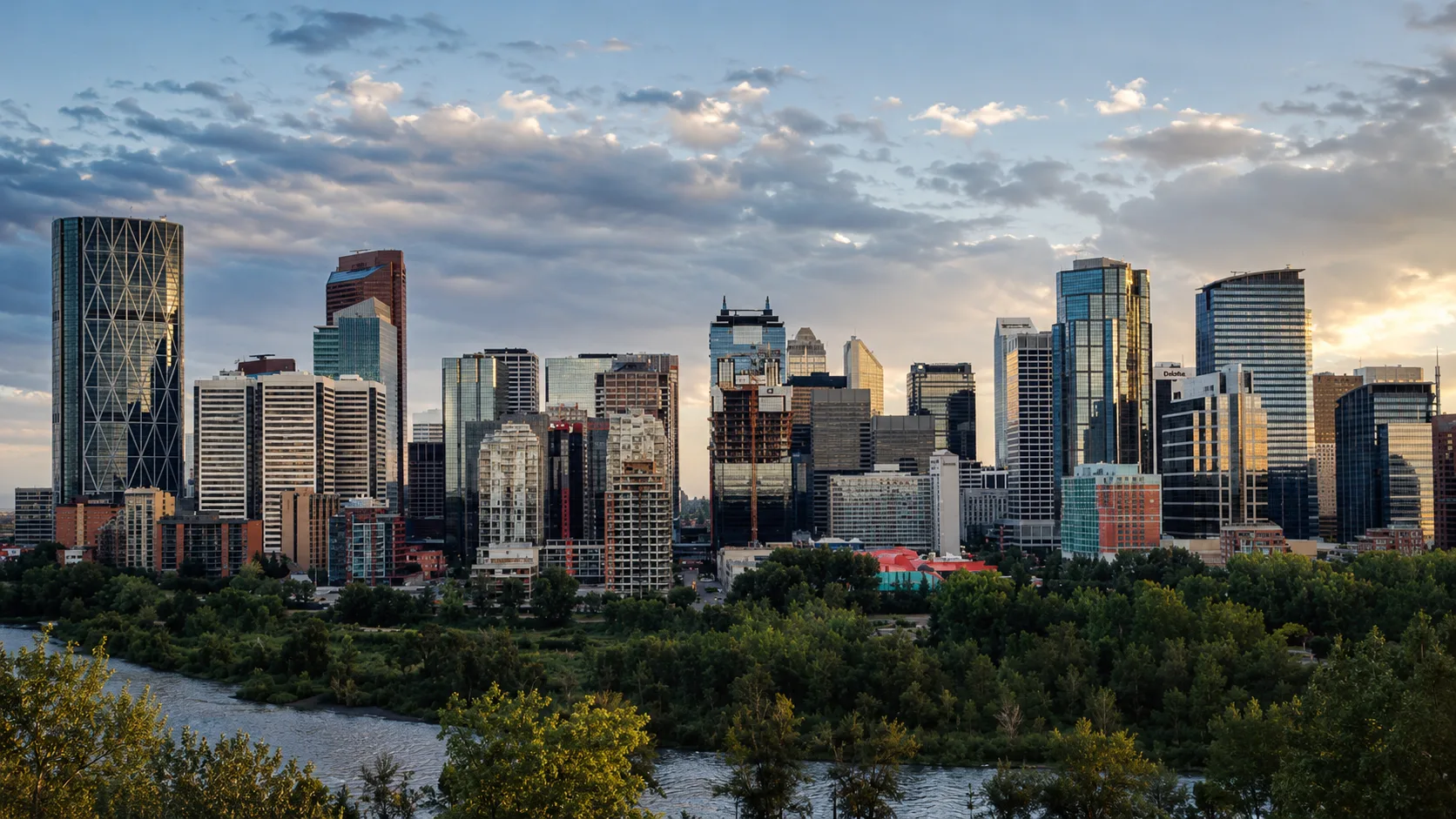 Calgary skyline beside the Bow River